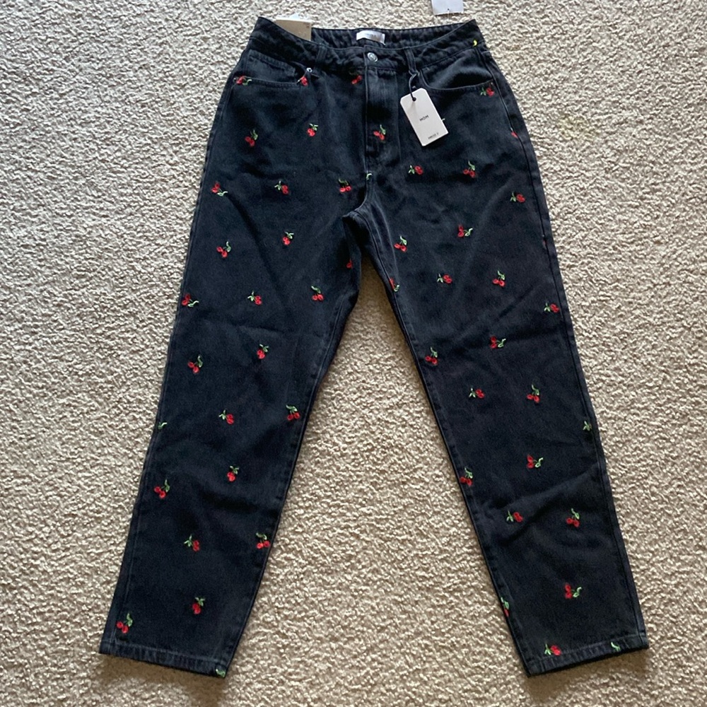 Forever 21 Black Jeans w/ Cherries